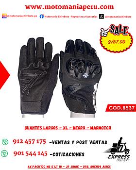 GUANTES LARGOS -XL - NEGRO - MADMOTOR