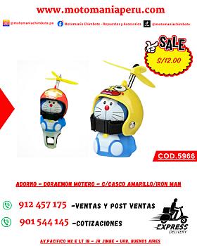 ADORNO - DORAEMON MOTERO - C/CASCO AMARILLO/IRON MAN