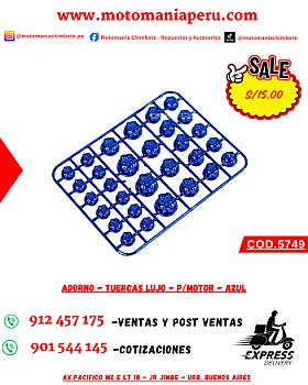 ADORNO - TUERCAS LUJO  - P/MOTOR - AZUL