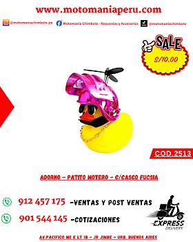 ADORNO - PATITO MOTERO - C/CASCO FUCSIA