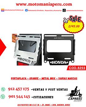 PORTAPLACA - GRANDE - METAL INOX - VARIAS MARCAS