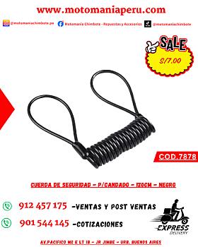 CUERDA DE SEGURIDAD - P/CANDADO - 120CM - NEGRO