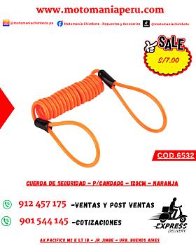 CUERDA DE SEGURIDAD - P/CANDADO - 120CM - NARANJA
