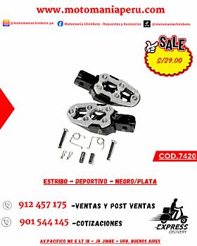 ESTRIBO - DEPORTIVO - NEGRO/PLATA