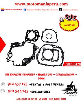 KIT EMPAQUE COMPLETO - MAVILA 300 - C/RADIADIADOR - 74MM