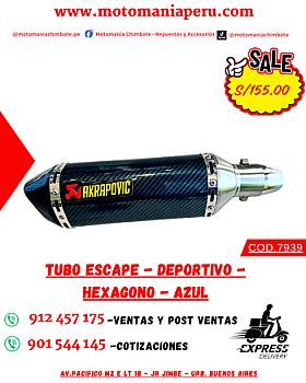 TUBO ESCAPE - DEPORTIVO - HEXAGONO - AZUL