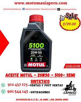 ACEITE MOTUL - 20W50 - 5100- SEMI SINTETICO