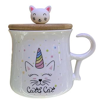 Taza De Gato Con Tapa De Madera (9)