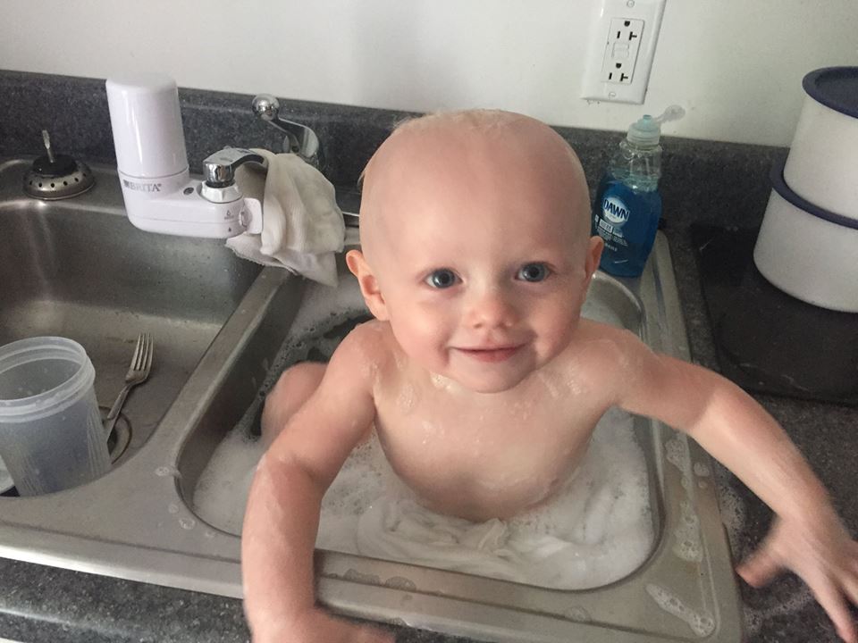 Baby in Sink Bath