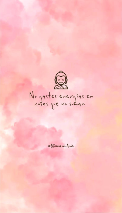 Fondo de pantalla de frases para celular; wallpaper de Buda son nubes rosas pastel