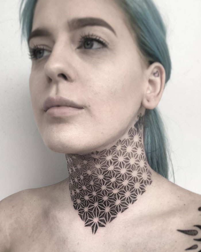 Ornamental Neck Tattoo