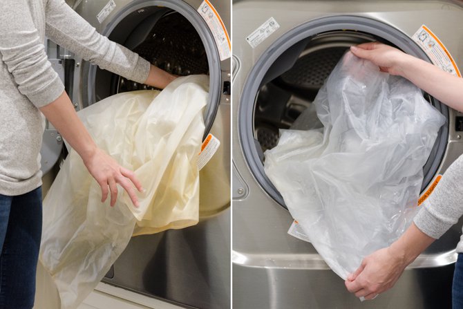 Cortinas de la ducha lavadas en la lavadora 