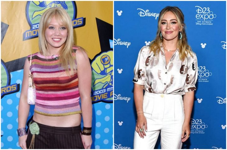 Hilary Duff a principios del 2000 y ahora