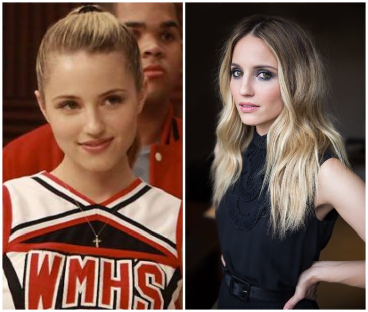 Dianna Agron en la serie Glee vestida como porrista