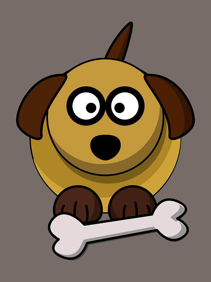 Dog Cartoon Bone Pet Animal Cute Canine Art Digital Art by Jeff Brassard