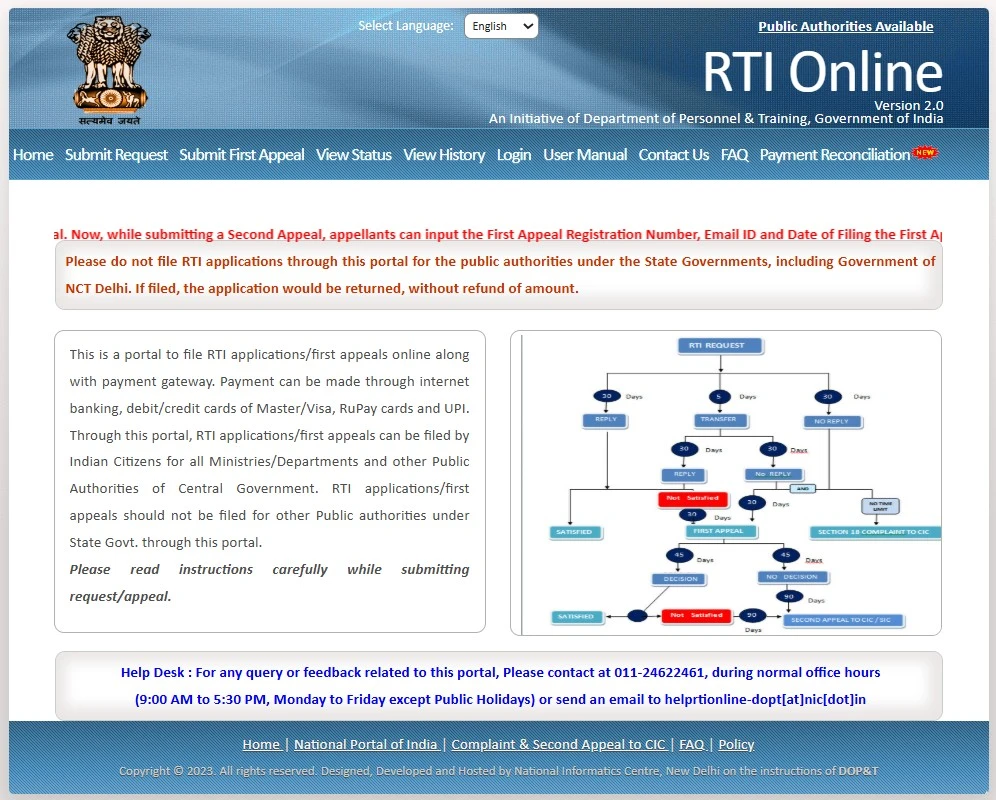 rti official portal