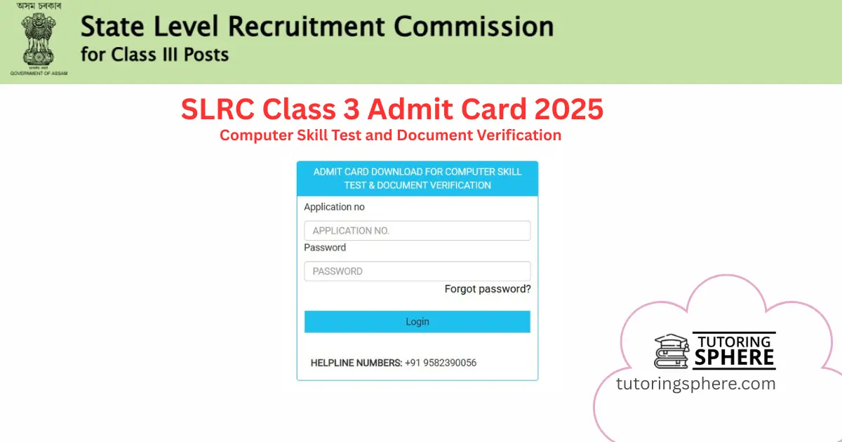 SLRC Class 3 Admit Card 2025 Out: Check Skill Test & Verification Details
