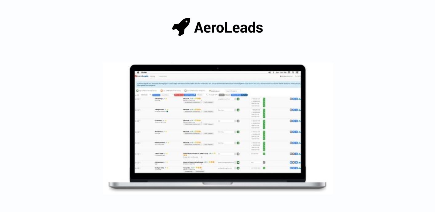 A visual showing the browser extension from AeroLeads.