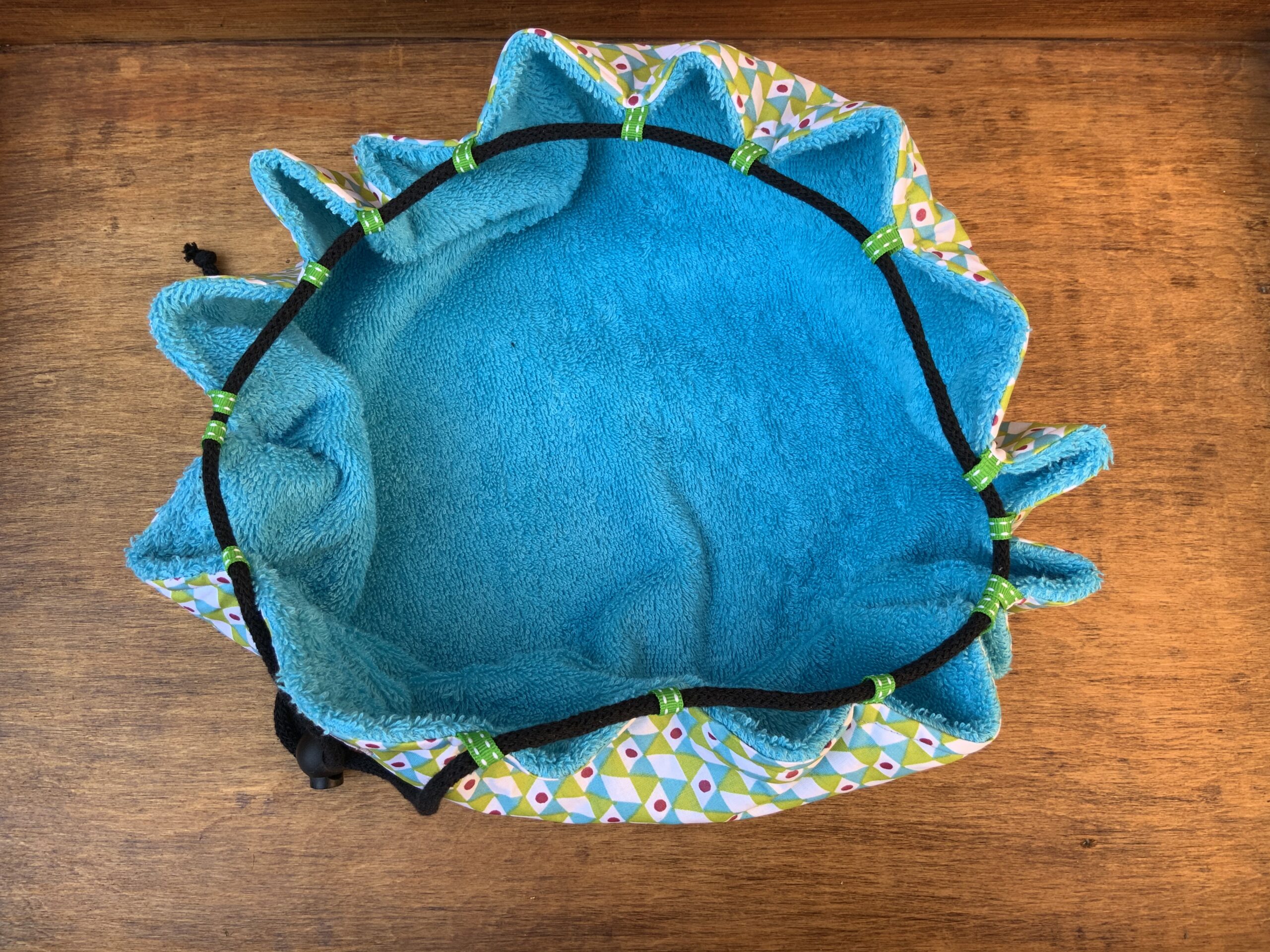 Sac étanche en coton enduit bleu et turquoise pour la piscine