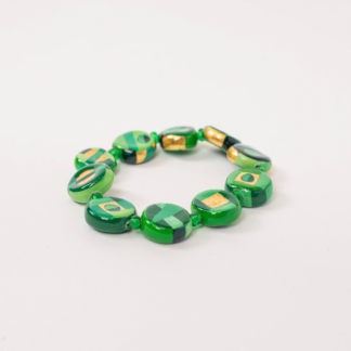 bracelet artisanal vert et or