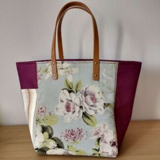 sac cabas en lin à fleurs