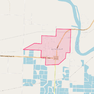 Map of De Valls Bluff