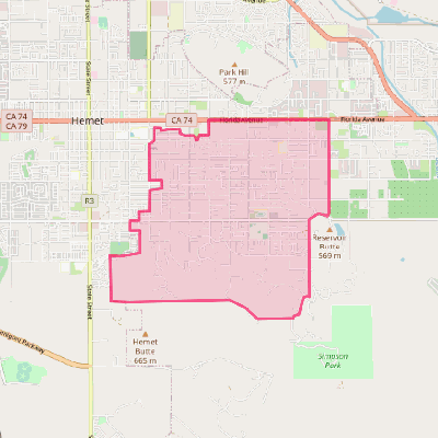 Map of East Hemet