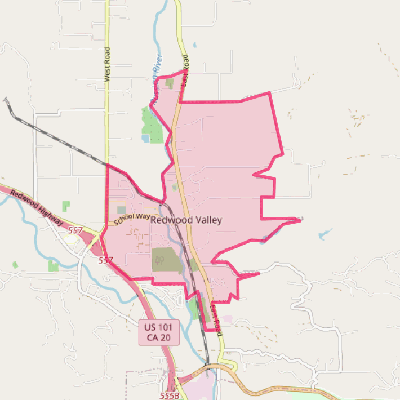 Map of Redwood Valley