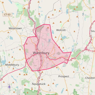 Map of Waterbury