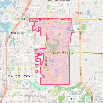 Map of New Port Richey East