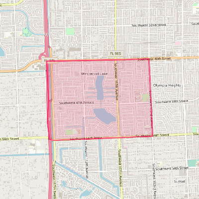 Map of Westwood Lakes