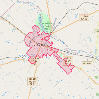 Map of McRae-Helena