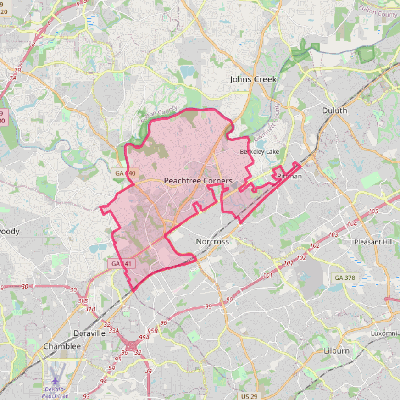 Map of Peachtree Corners