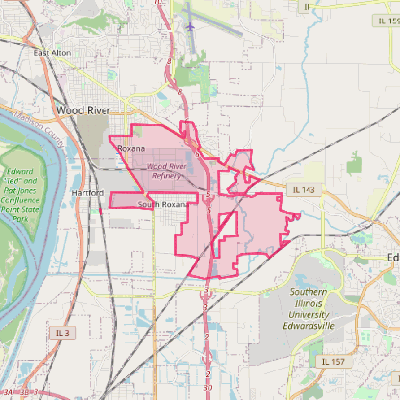 Map of Roxana