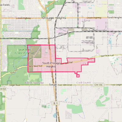 Map of South Chicago Heights