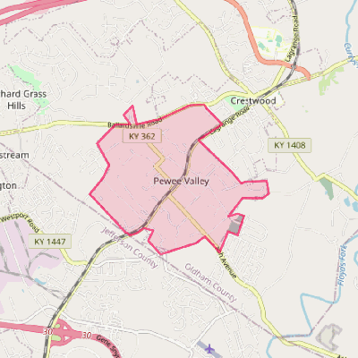 Map of Pewee Valley