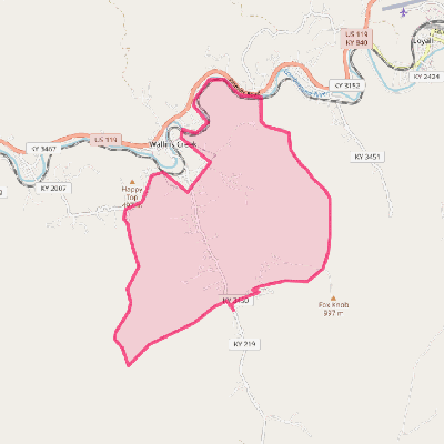 Map of South Wallins