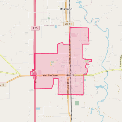 Map of Amite City