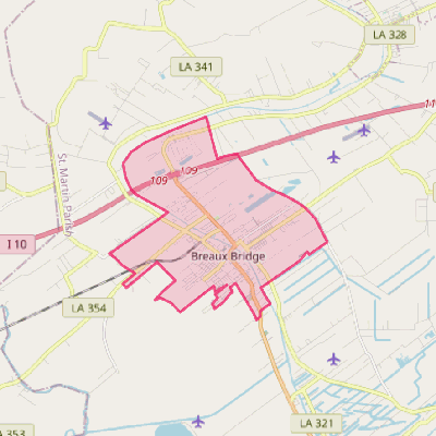 Map of Breaux Bridge