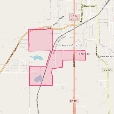 Map of South Mansfield