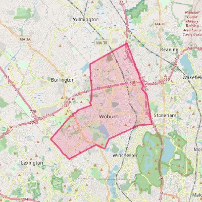 Map of Woburn