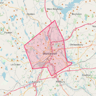 Map of Worcester