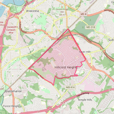 Map of Hillcrest Heights