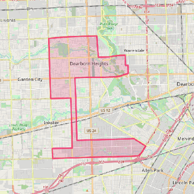 Map of Dearborn Heights