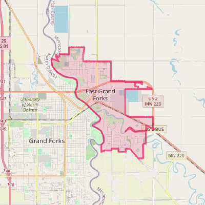 Map of East Grand Forks