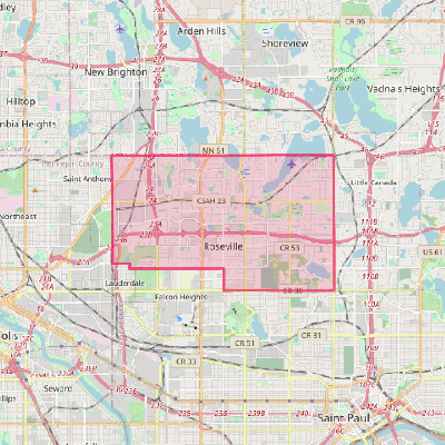 Map of Roseville