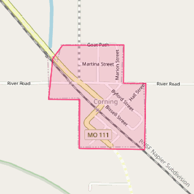 Map of Corning