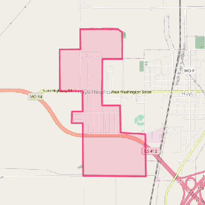 Map of Hayti Heights