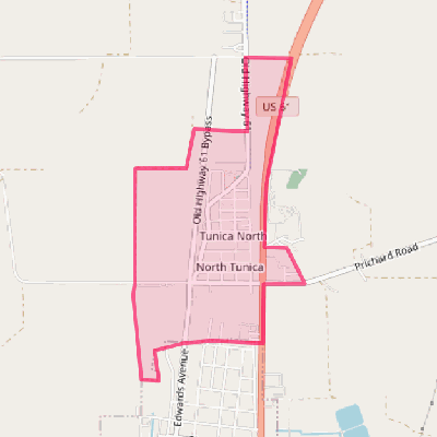 Map of North Tunica