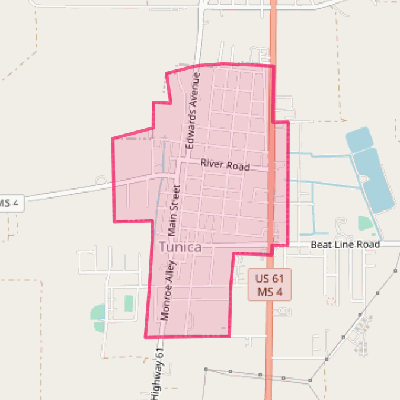 Map of Tunica